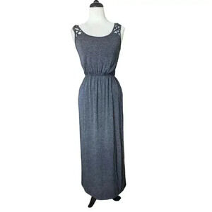 Gray Empire Waist Tank Top T-shirt Dress Braided Shoulder Details Small